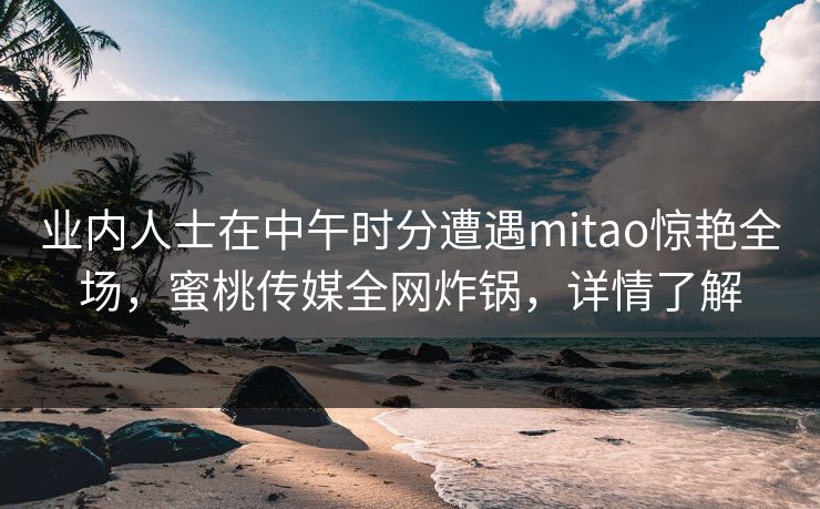 业内人士在中午时分遭遇mitao惊艳全场，蜜桃传媒全网炸锅，详情了解