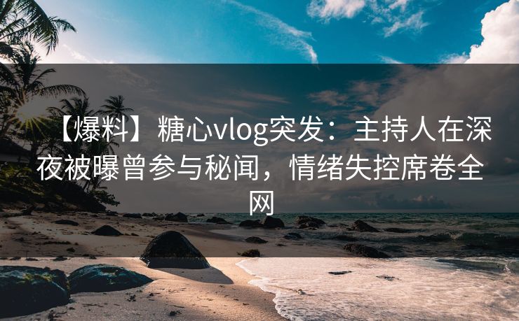 【爆料】糖心vlog突发：主持人在深夜被曝曾参与秘闻，情绪失控席卷全网